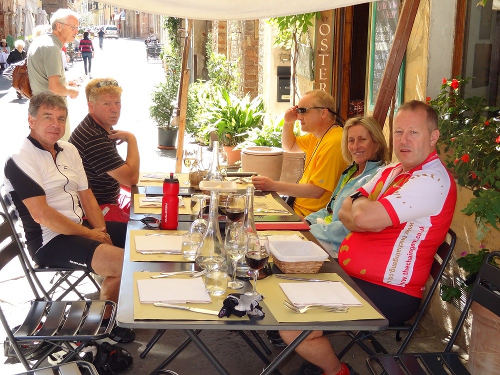 L-R, David, Gerard, Barry, Louise and Andy in Buonconvento, Tuscany_ © 2012, Chris Yates
