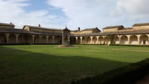 The cloister at the Certosa di Pontignano near Siena, Tuscany