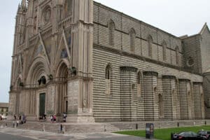 The striped walls of the Duomo of Orvieto, Umbria
